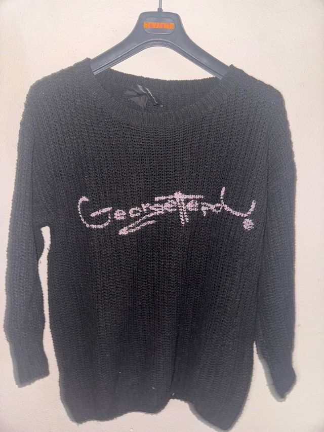 Maglione Georgette nero con scritta