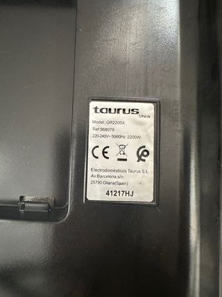 Plancha Grill Taurus 2200W