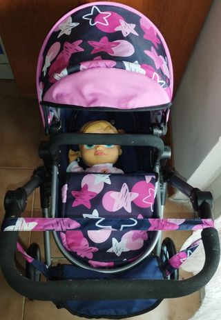 Passeggino per bambole con fantasia stelle