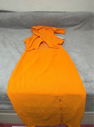 Vestido Rose cuello halter naranja talla única 