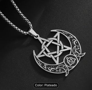 Cadena Acero Inoxidable Pentagrama Lunas Nudo Celt