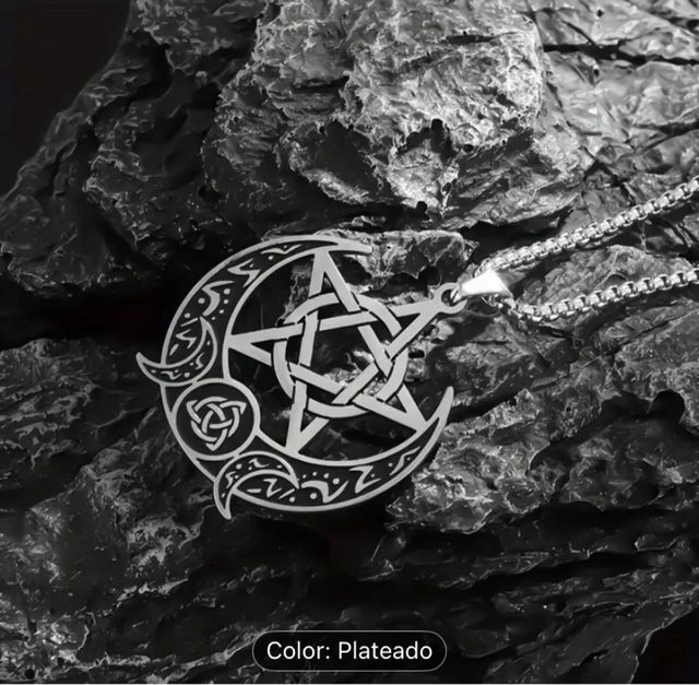 Cadena Acero Inoxidable Pentagrama Lunas Nudo Celt