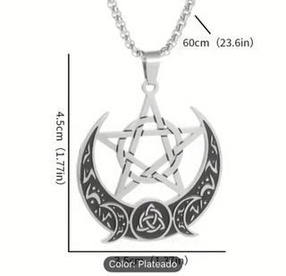 Cadena Acero Inoxidable Pentagrama Lunas Nudo Celt