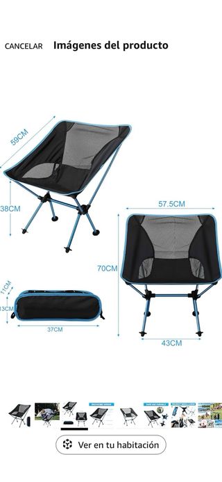 Silla plegable camping azul
