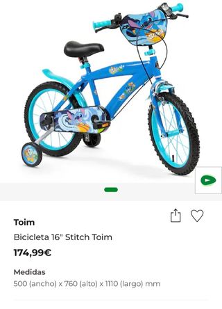 Bicicleta Infantil Stich 16"
Un sólo uso