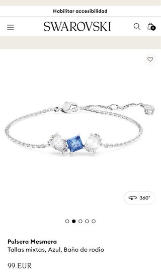 Pulsera Swarovski Azul y Plateada, nueva 