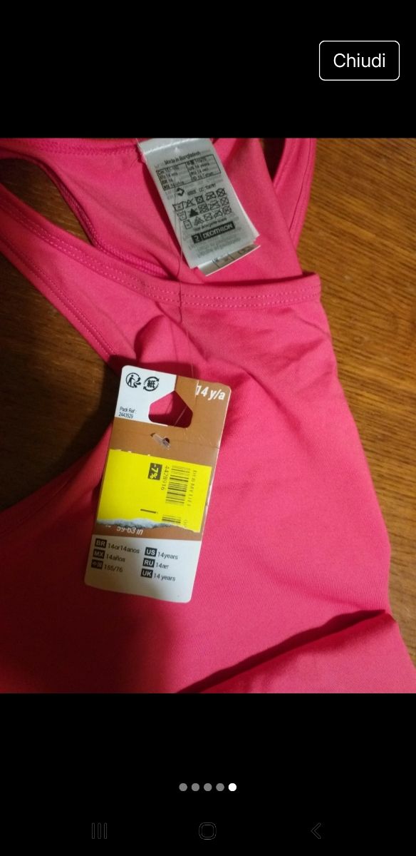 Canotta bambina rosa taglia 14 anni