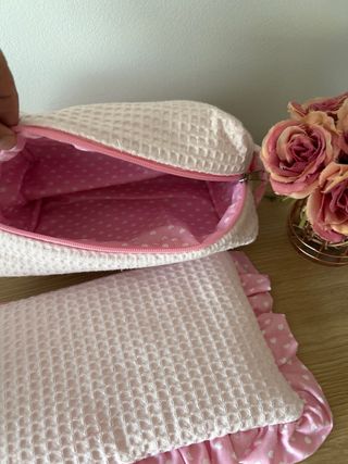 conjunto neceseres piqué rosa 