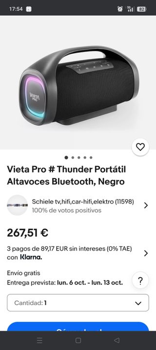 Altavoz Portátil Vieta Pro Thunder Bluetooth Negro