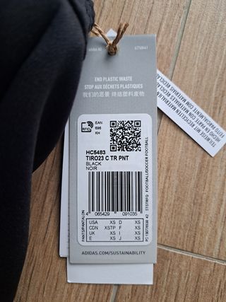 Pantalón entrenamiento Adidas Negro Talla XS