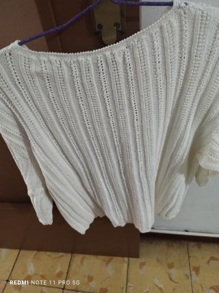 Blusa de punto blanca otoño mujer