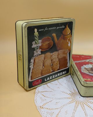 Coppia scatole latta vintage Lazzaroni