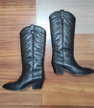 Botas cowboy piel negras talla 38
