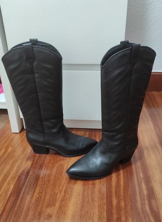 Botas cowboy piel negras talla 38