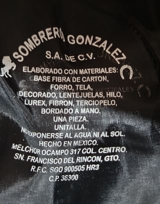 Sombrero Mexicano Charro Bordado