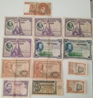 Lote Billetes y monedas Antiguos España y Francia
