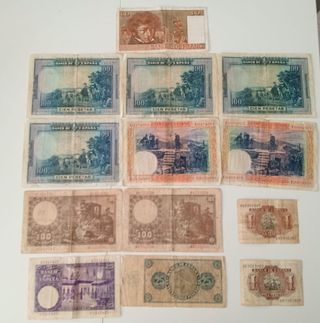 Lote Billetes y monedas Antiguos España y Francia