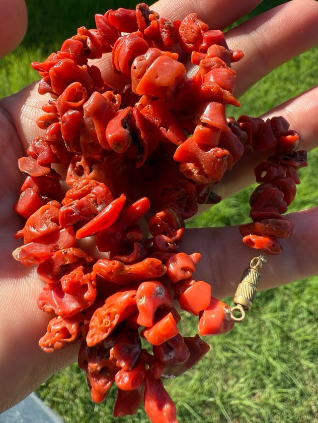 Collar de coral rojo antiguo