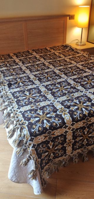 Coperta Abruzzese singola gialla e bianco con fran