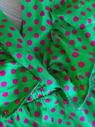 Vestido verde con lunares L rosas nuevo