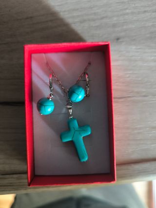 Conjunto Plata Turquesa Collar y Pendientes
