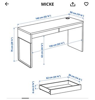Escritorio blanco Ikea Micke