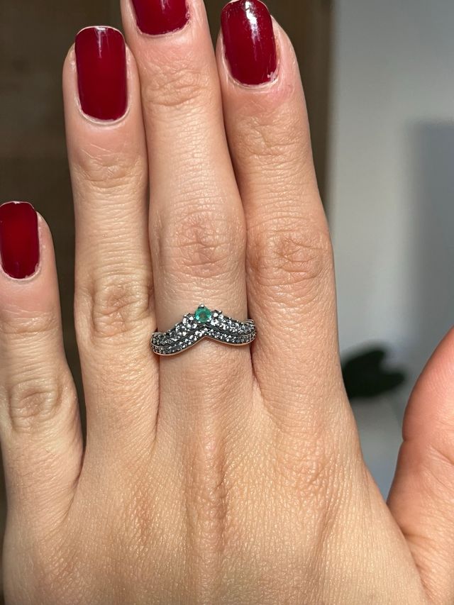 Anillo Plata 925 Esmeralda Natural Colombiana
