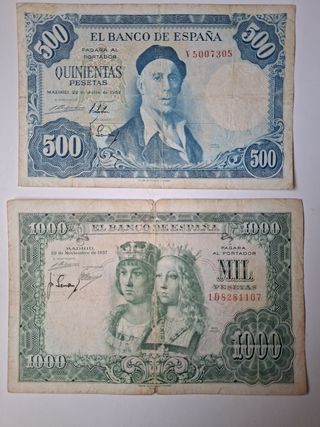 Años 50' billetes Banco de España. 