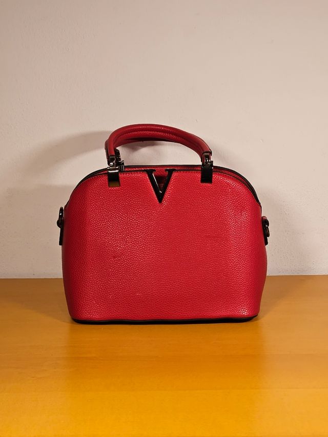 Borsetta rossa finta pelle con tracolla