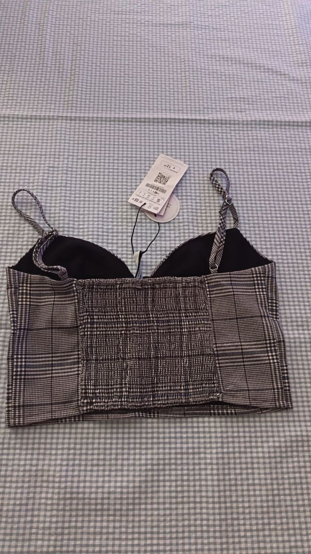 Top cuadros Stradivarius sin estrenar Talla S