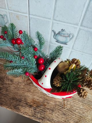 Cestino ceramica decorato natalizio