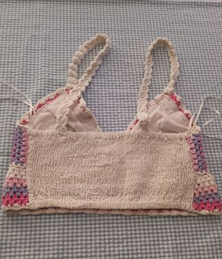 Top crochet rosa y morado Talla XS