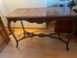 Mesa auxiliar madera tablero ajedrez