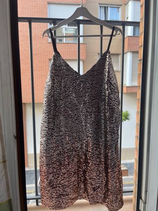 Vestido lentejuelas dorado y marrón