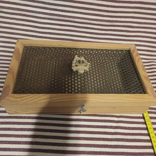 Caja de madera artesanal decorativa con calavera