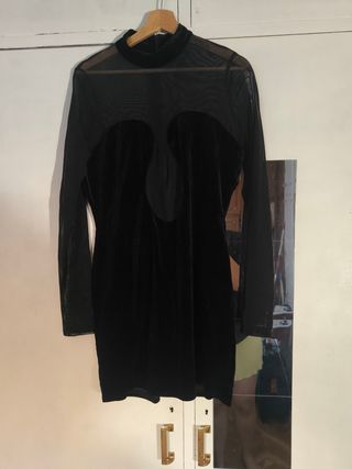 Vestido Bershka Negro XL Malla Terciopelo