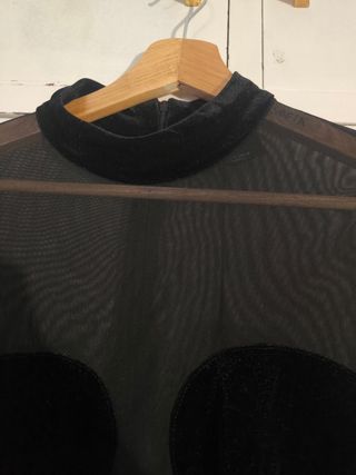 Vestido Bershka Negro XL Malla Terciopelo