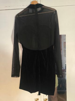 Vestido Bershka Negro XL Malla Terciopelo