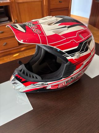 Casco Moto Enduro SINISALO Rojo/Blanco