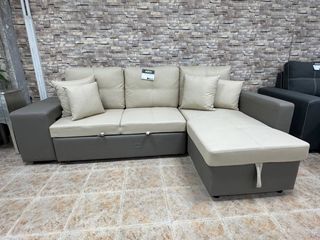 Divano letto a 4 posti, cassettiera e pouf Clearance