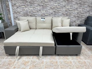 Divano letto a 4 posti, cassettiera e pouf Clearance