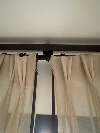 Cortinas de lino y visillo beige
