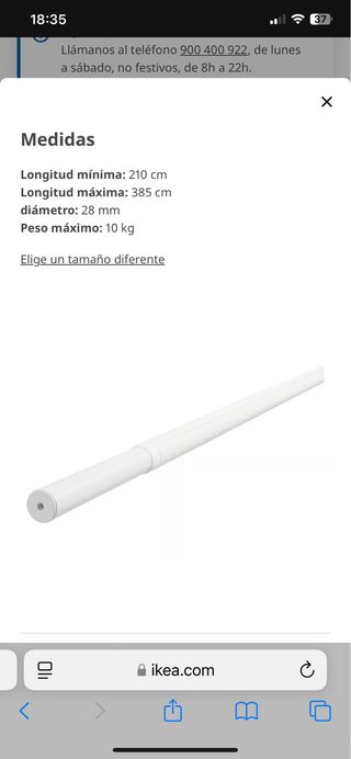 Barra Cortina Extensible Blanca Ikea