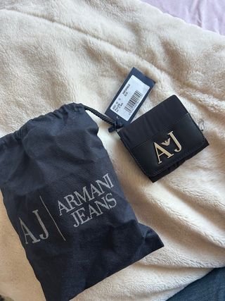 Cartera Armani Jeans Negra con Logo AJ