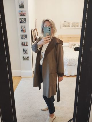 Chaqueta larga mujer verde caqui 