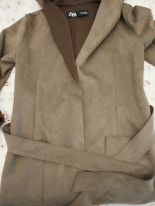 Chaqueta larga mujer verde caqui 
