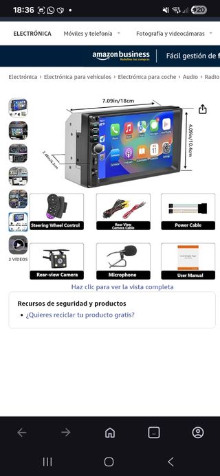 Radio Coche Pantalla 7 2DIN 45Wx4