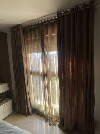 Cortinas de lino color chocolate