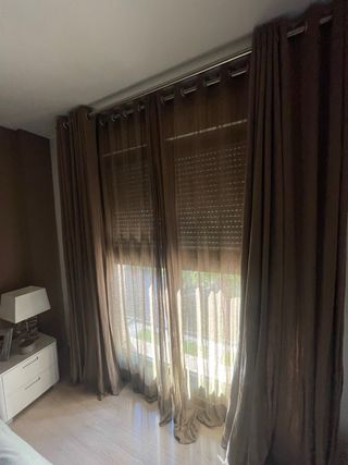 Cortinas de lino color chocolate
