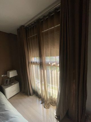 Cortinas de lino color chocolate